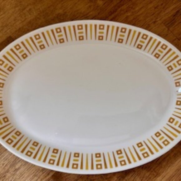 Vintage Syracuse China Canada Series Mid-Century Geometric Oval Platter - Picture 2 of 3